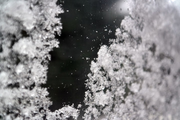 Snowflake on window, Snowflake on glass. winter time. 