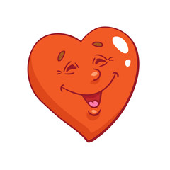 Cute little smiling heart. In cartoon style. Isolated on white background. Vector illustration.
