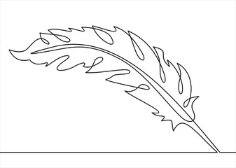 continuous line drawing of quill.Element In Trendy Style.