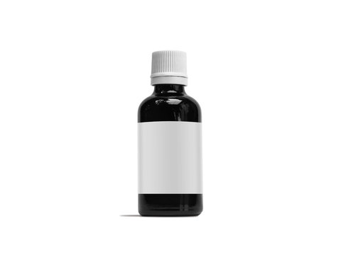 Medical glass Bottle. Medicine bottle of black glass with white cap isolated on white background. Mock up.