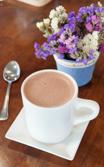 Hot chocolate in white cup