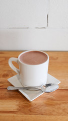Hot chocolate in white cup