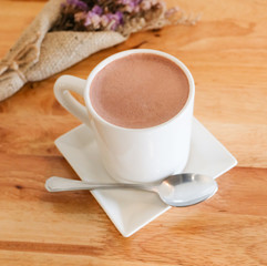 Hot chocolate in white cup