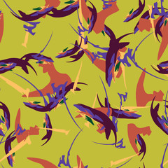 UFO camouflage of various shades of yellow, violet, brown and red colors