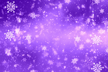 Fototapeta na wymiar Purple Christmas background for holidays. Christmas decoration with snowflakes on a purple background defocused. Copy space.