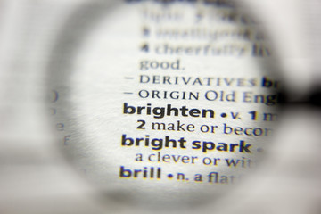 The word or phrase Brighten in a dictionary.