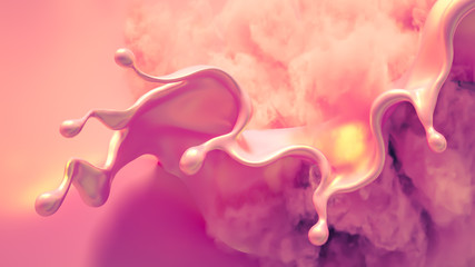 Beautiful background with beads, particles and simulation. 3d illustration, 3d rendering.