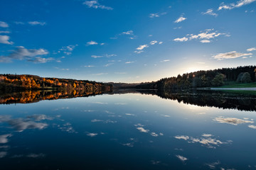 Automne light and Lake, Auvergne, France.