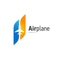 Airplane logo blue flight up stripes