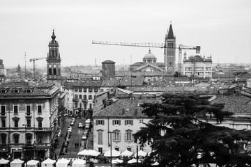 The city of Parma (Italy) seen from above with work in progress