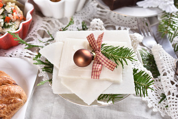 Christmas Eve wafer on festive table