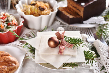 Christmas Eve wafer on festive table