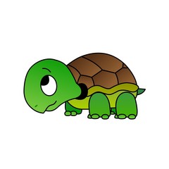 Illustration of A Turtle Cartoon, Cute Funny Character, Flat Design