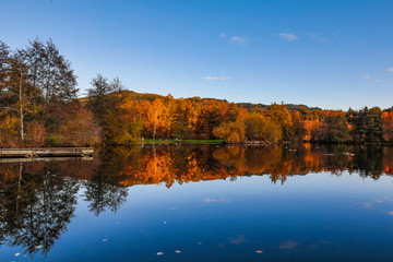 Fototapeta premium Automne light and Lake, Auvergne, France.