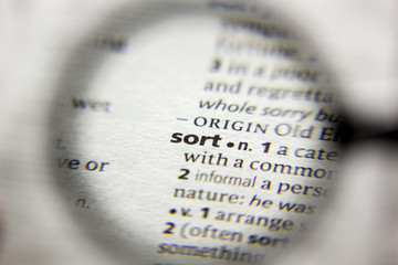 The word or phrase Sort in a dictionary.