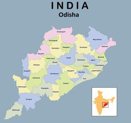 Obraz premium vector illustration of Odisha map
