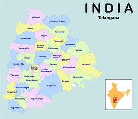 vector illustration of Telangana map in India