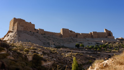 Fototapeta na wymiar Kerak Castle, once a crusader stronghold overlooking the valley