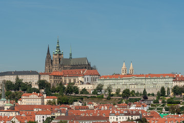 Fototapeta premium Panoramic view of Prague Castle and St. Vitus Cathedral in Prague