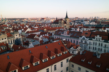 Fototapeta na wymiar プラハのクレメンティヌム天文塔から旧市街東側の眺め