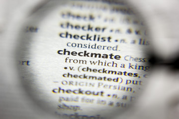 The word or phrase Checkmate in a dictionary.