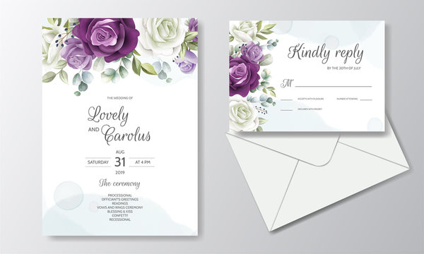 Hand Drawn Floral Wedding Invitation Card Stock Vector | Adobe Stock