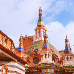 Fototapeta na wymiar Lloret de Mar Sant Roma church in Costa Brava of Catalonia at Spain