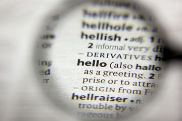 The word or phrase Hello in a dictionary.