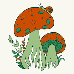 Mushrooms vector illustration hand drawing