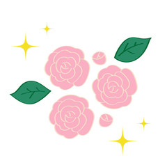 薔薇と葉っぱのイラスト