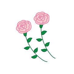 薔薇と葉っぱのイラスト