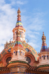 Fototapeta na wymiar Lloret de Mar Sant Roma church in Costa Brava of Catalonia at Spain
