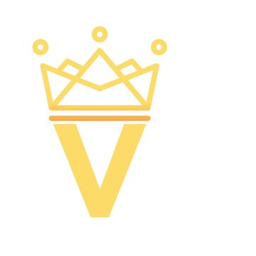 Alphabet Initial Letter V Logo with golden crown template design