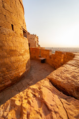 The Famous Jaisalmer fort in jaisalmer, Rajasthan, India. One of the rare fortress where people actually live in