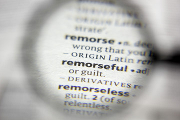 The word or phrase Remorseful in a dictionary.