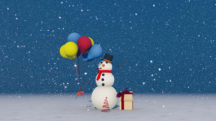 Snowman in Snow 3D Rendering