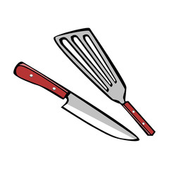 Spatula knife cooking icon. Element of barbecue party thin line icon