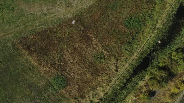 Top down aerial view of a established landfill site in the UK