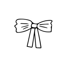bow with ribbons in hand drawn simple doodle nordic style. Element