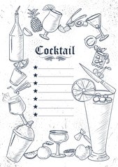 illustration of template of different types of Cocktail for menu background design of Hotel or restaurant