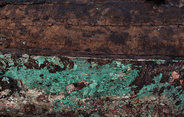 Obraz premium Old cracked , board, brown and mint color