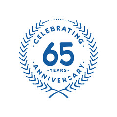 65 years design template. 65th logo. Vector and illustration.