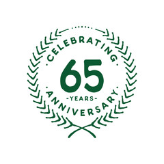 65 years design template. 65th logo. Vector and illustration.