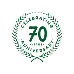 70 years design template. 70th logo. Vector and illustration.