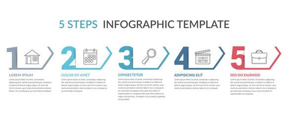 Fototapeta premium Five Steps Infographic Template