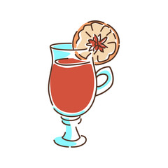 Mulled wine color line icon. A beverage usually made with red wine along with various mulling spices. Pictogram for web page, mobile app, promo. UI UX GUI design element.