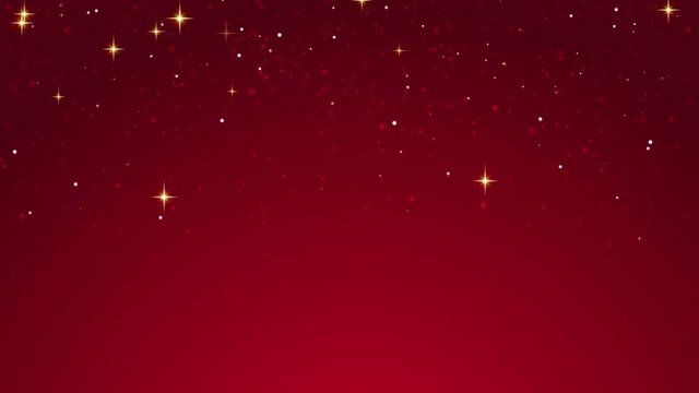 Magic Stars Loop. Stars and particles on red background, seamless loop.