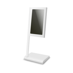 White digital kiosk display mockup with blank screen