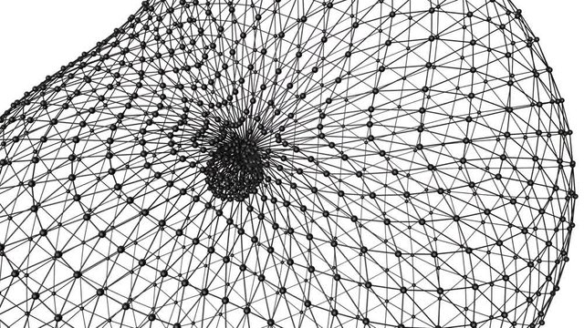 black mesh figure slowly deforms on a white background. animated abstract background. 3d render