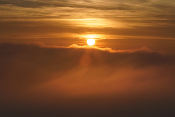 The sun in Cloudy day